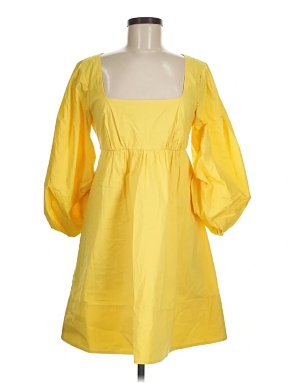 STAUD Sophie Mini Dress Yellow Poplin Puff Sleeve Darling Babydoll Sundress $295 - Picture 14 of 16